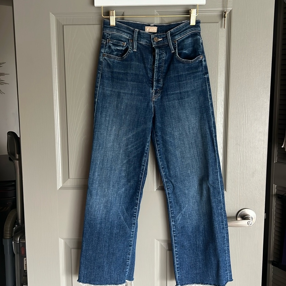 Mother high waisted button down cropped denim jeans